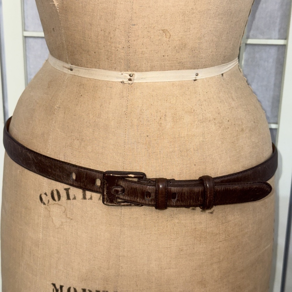 Lauren Ralph Lauren Brown Italian Leather RLR Leather Buckle Belt Womens Medium